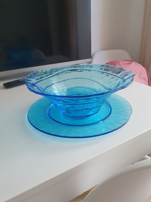 Saladeira de vidro + prato