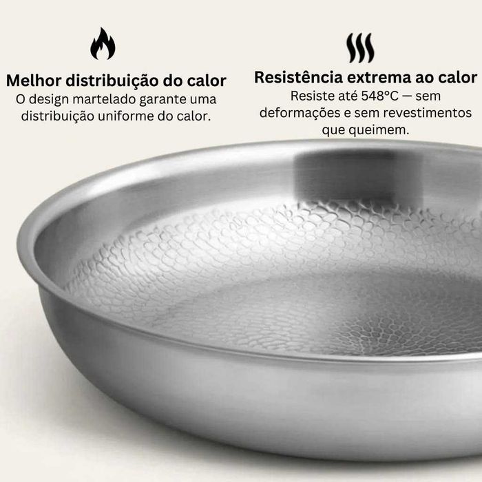 Panela Profissional em Titânio Martelado com Tampa