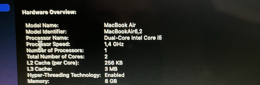 Macbook Air i5 8GB 250GB
