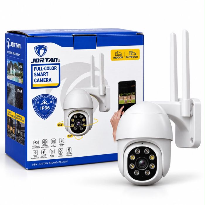Câmara de Segurança Wi‑Fi Exterior 355° – Visão Noturna e Áudio Bidirecional