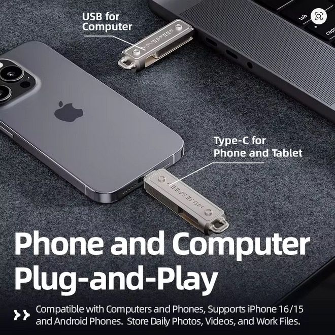  Флешка Apple  iPhone,iPad,MacBook 2-в-1 USB + Type-C MOVESPEED 256GB