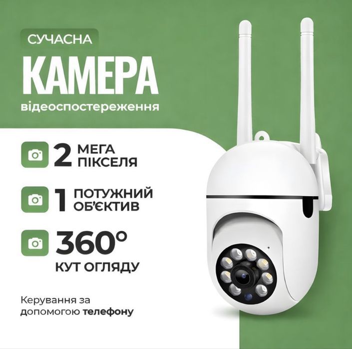 Вулична поворотна Wi-Fi камера відеоспостереження 360° 1080p
