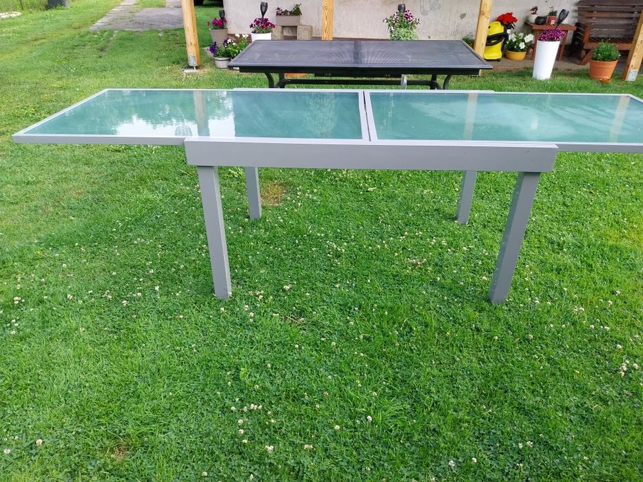 Stół ogrodowy aluminiowo szklany