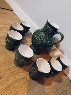 Zielony zestaw do herbaty stara porcelana antyk