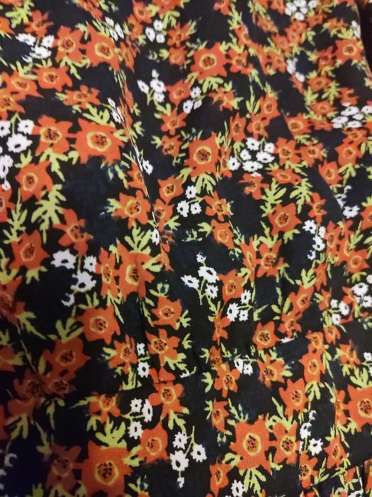 Sukienka pomarańczowa kwiaty Bonprix