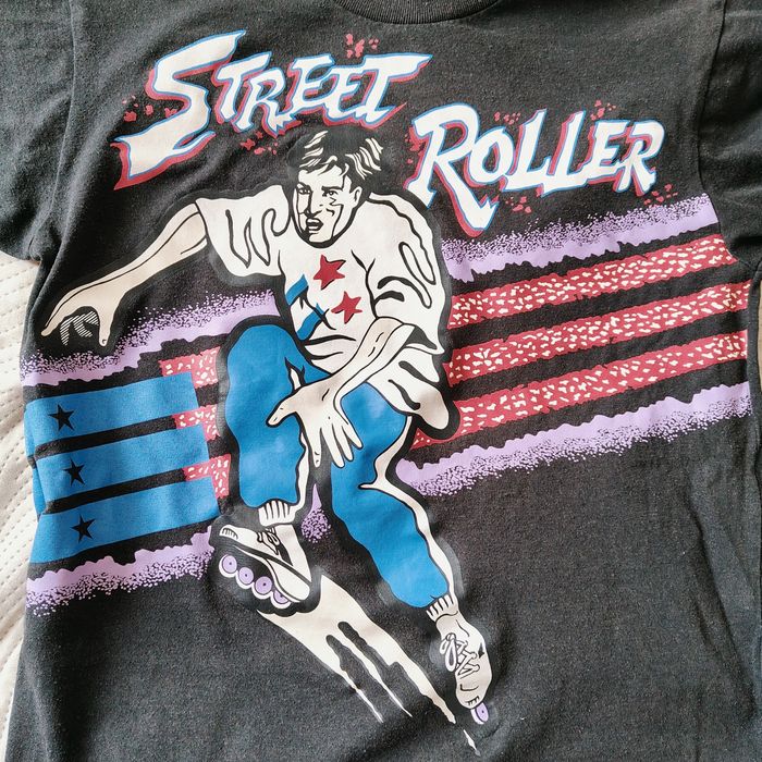 Czarny t-shirt Vintage Street Roller lata 90, Retro Skate Style