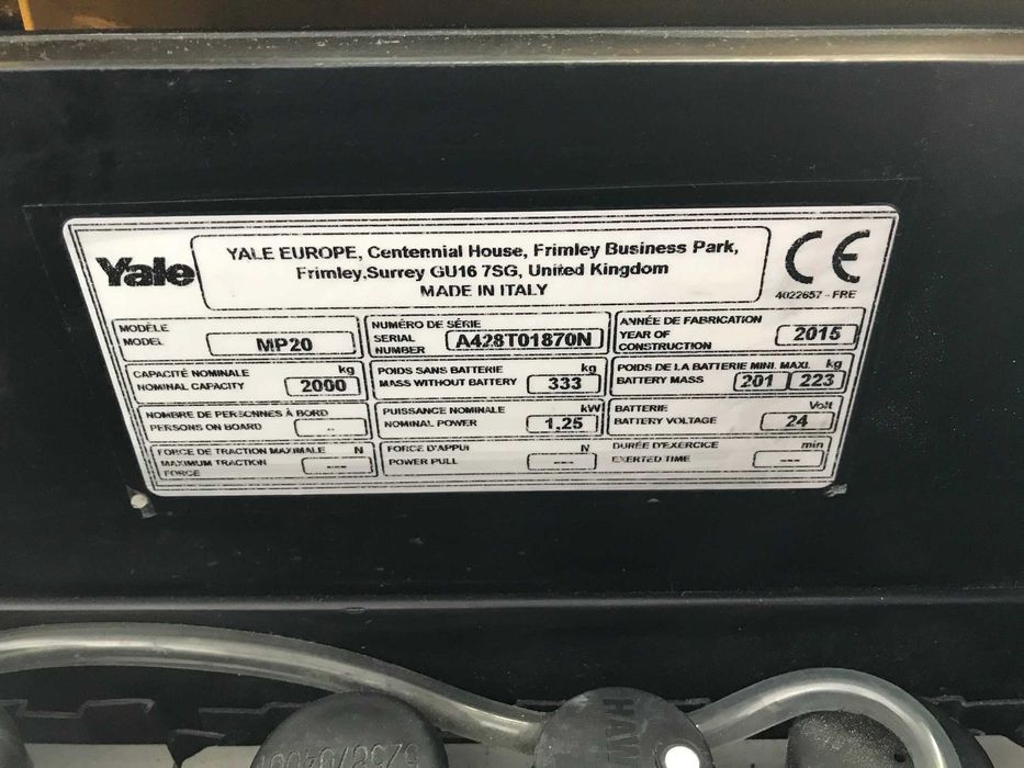 Porta Paletes Elétrico - YALE MP 20