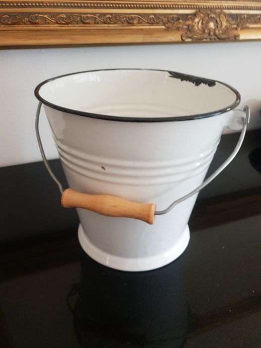 Vintage retro  wiaderko wiadro postarzane doniczka naczynie metalowe