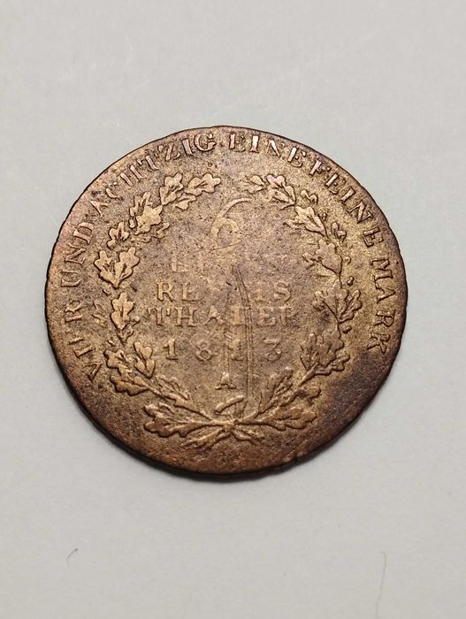 Moneta Prusy 1/6 talara 1813r. A Berlin - Fryderyk Wilhelm III -Srebro