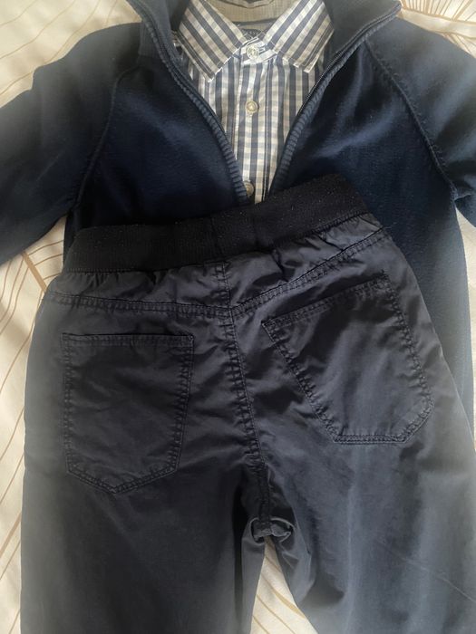 Zestaw dla chłopca spodnie koszula sweterek 122/128