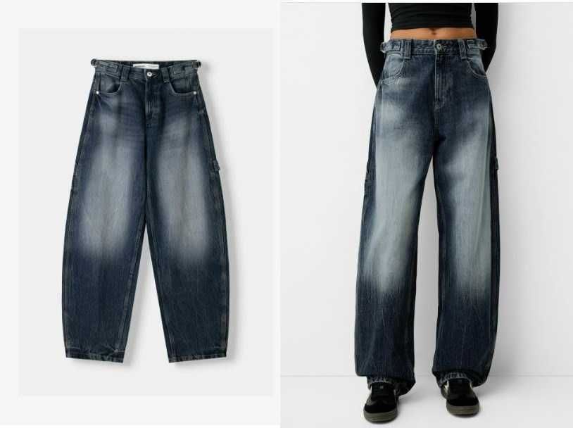 Bershka CARPENTER jeansy dżinsy Balloon Wide leg szerokie r 32 XXS