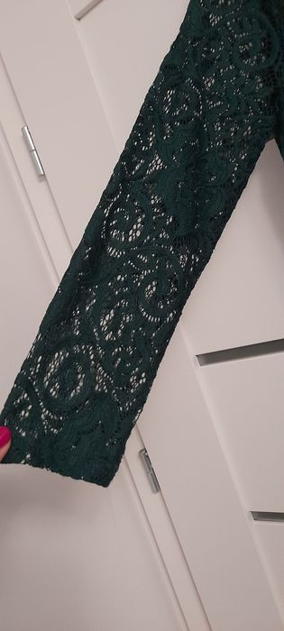 Sukienka koronkowa  elegancka butelkowa zieleń