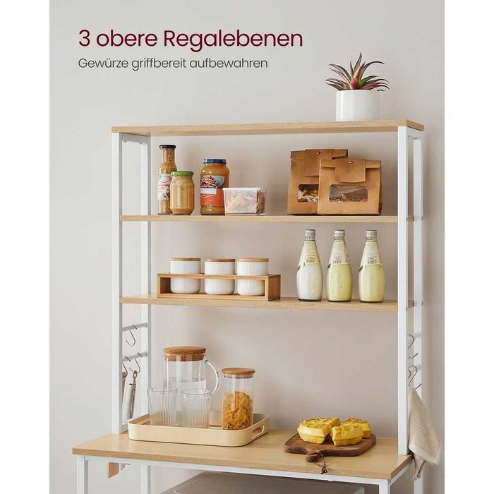 VASAGLE Półka kuchenna z 6 półkami i 6 haczykami