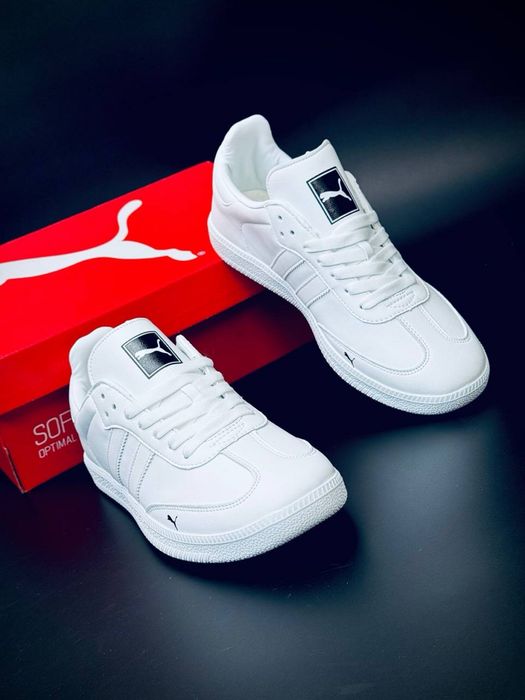 Белые класические кеды пума / кроссовки пума мужские / puma кожаные летние красовки / на низком ходу / мягкие кеды  / пума кросовки