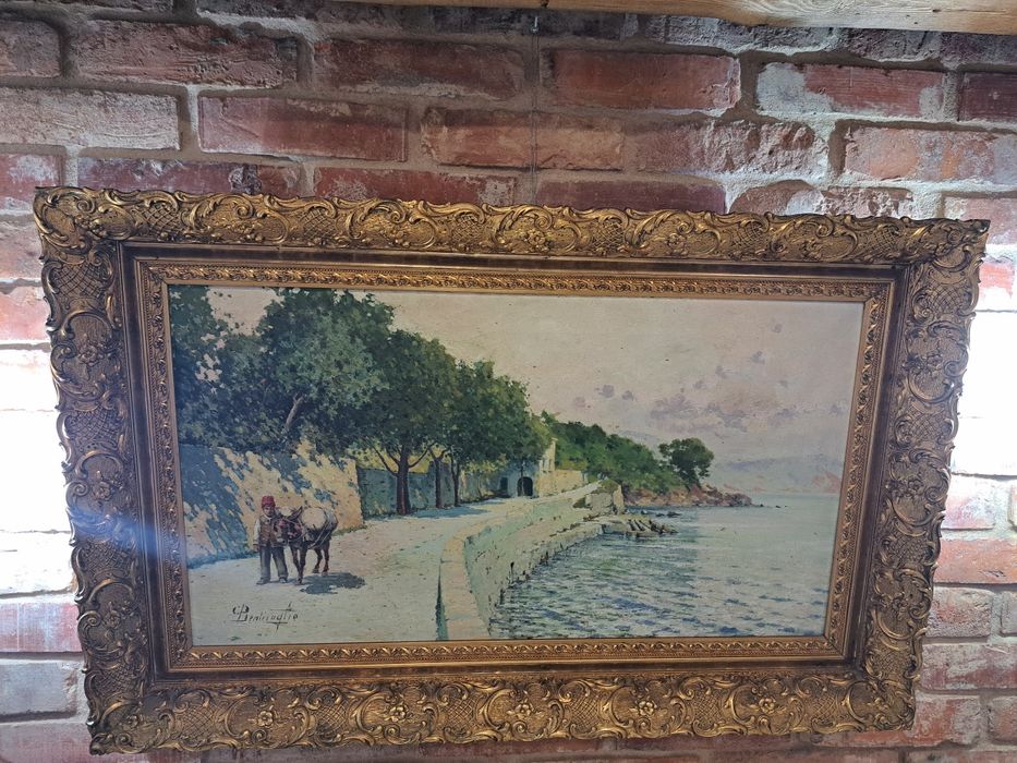 Cesar Bentivoglio(1868–1952)– duży obraz olejny na płótnie, pejzaż, z