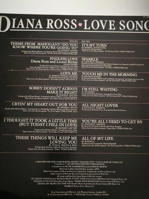 Diana Ross - Love songs LP made in England