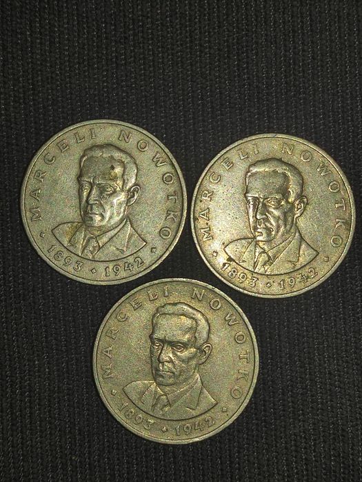 Monety 20 zł 1976r Nowotko bez znaku mennicy 3szt
