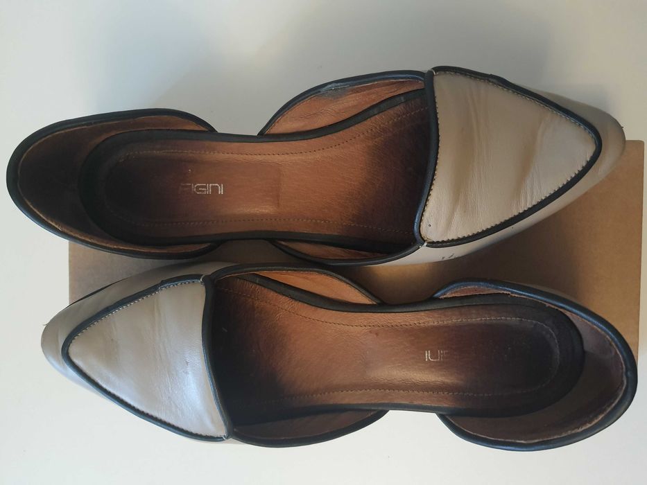 Жіночі бежеві балетки на низькому ходу з натуральної шкіри, 41р