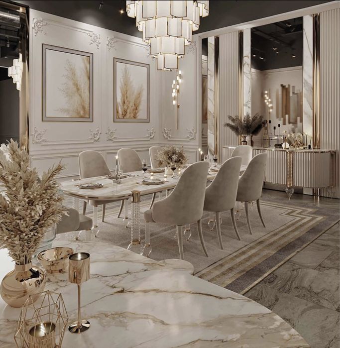 Stół + 6 krzeseł Crystalia