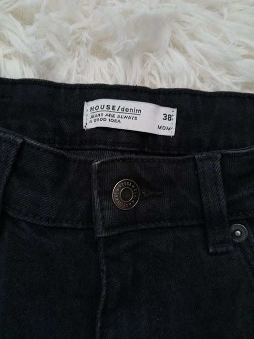 Czarne jeansy czarne M mom jeans M