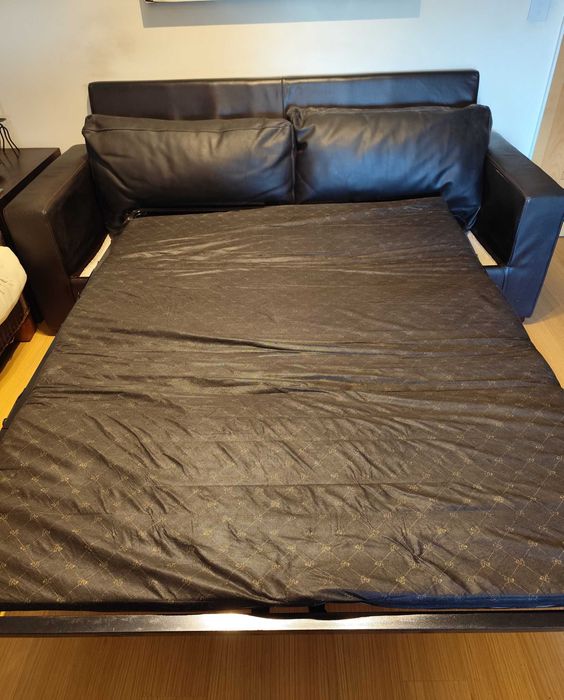 Sofá cama em couro Castanho chocolate