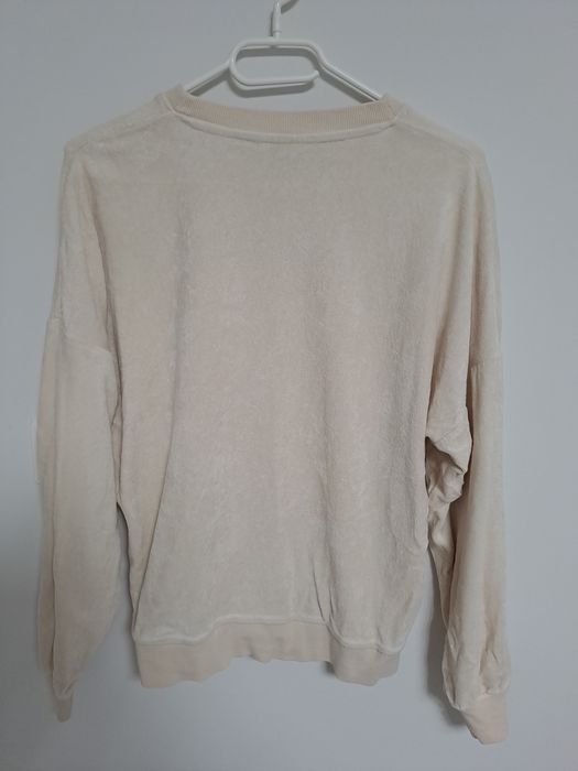 Welurowa beżowa bluza S