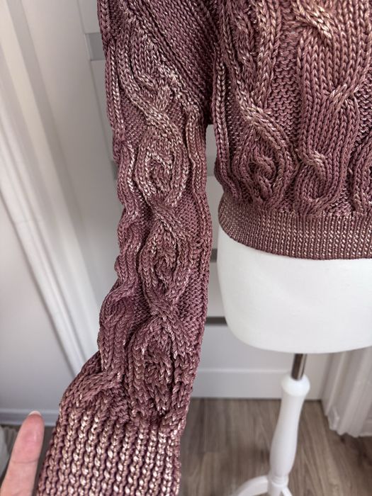 Sweter zara splot warkocze metaliczny nowy