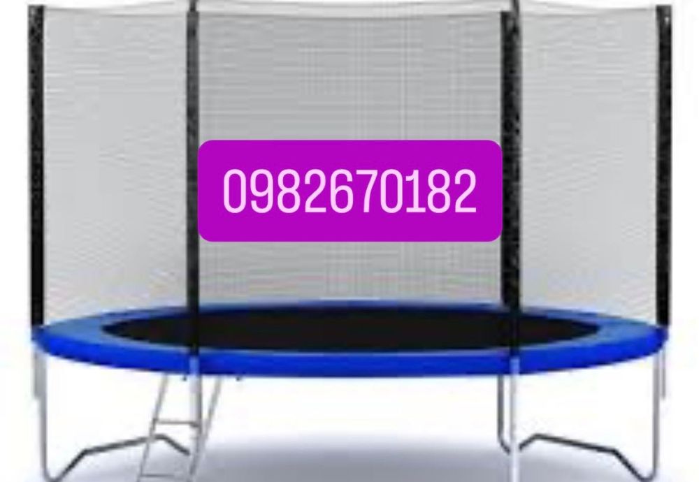 Батут дитячий з сіткою та драбинкою 404 см зелений +  м'ячик