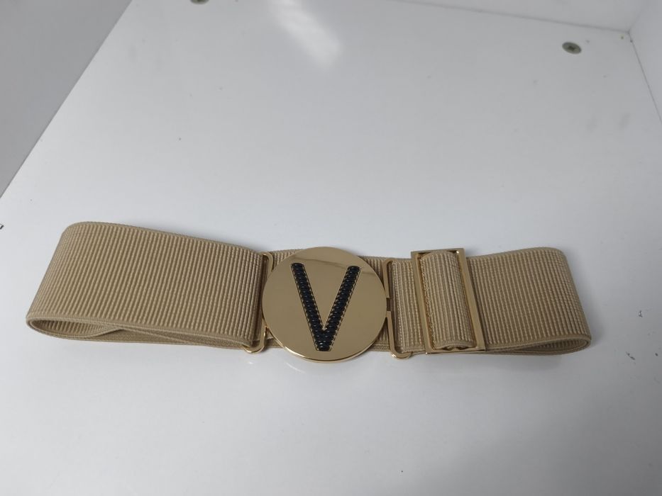 Pasek Damski Beżowa Guma z Klamra V 5 Cm