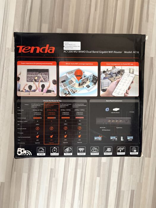 Szybki Router Wi-Fi Tenda AC10 AC1200 – Gigabitowy, Dual-Band