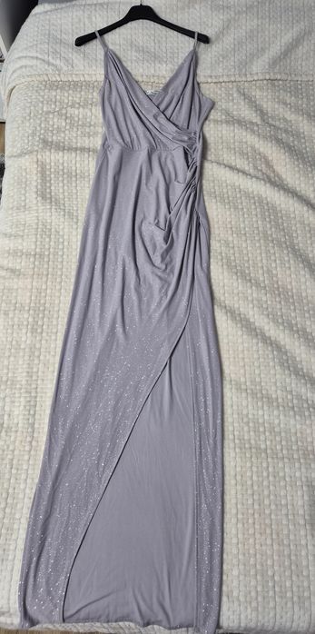 Sukienka srebrna długa obcisła. Roz 38