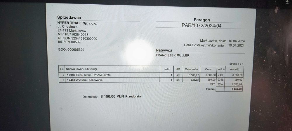 sprzedam silnik storm 4t 25 km