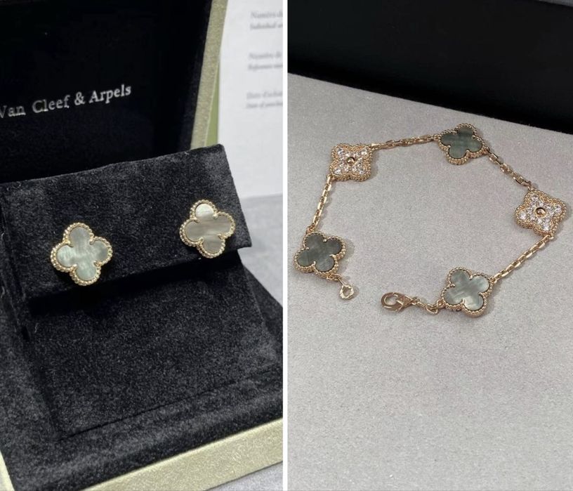 Набір сережки браслет van cleef