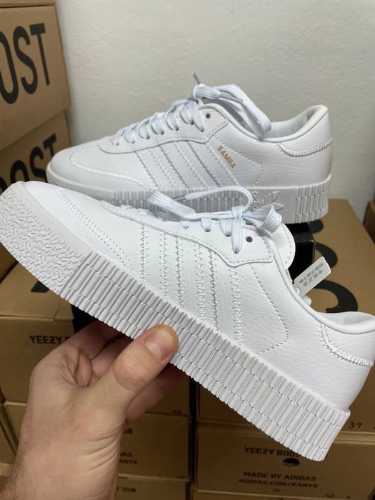Кожанные кеды Adidas Samba white / Адидас Самба белые 37 38 39 40