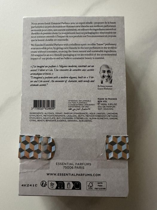 Парфюмированная вода, парфюм, духи Essential Parfums Mon Vetiver