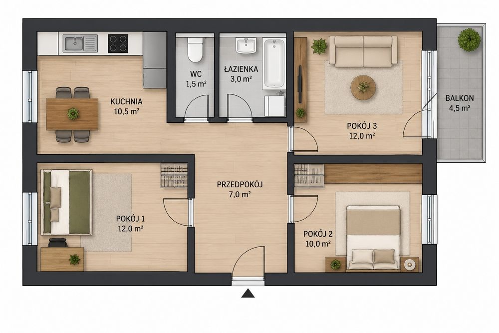 Mieszkanie na sprzedaż, 3 pokoje, 49 m², Biłgoraj