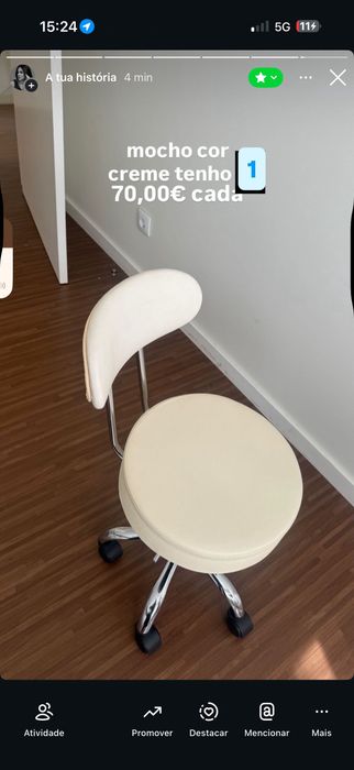 Cadeira para estetica na cor creme