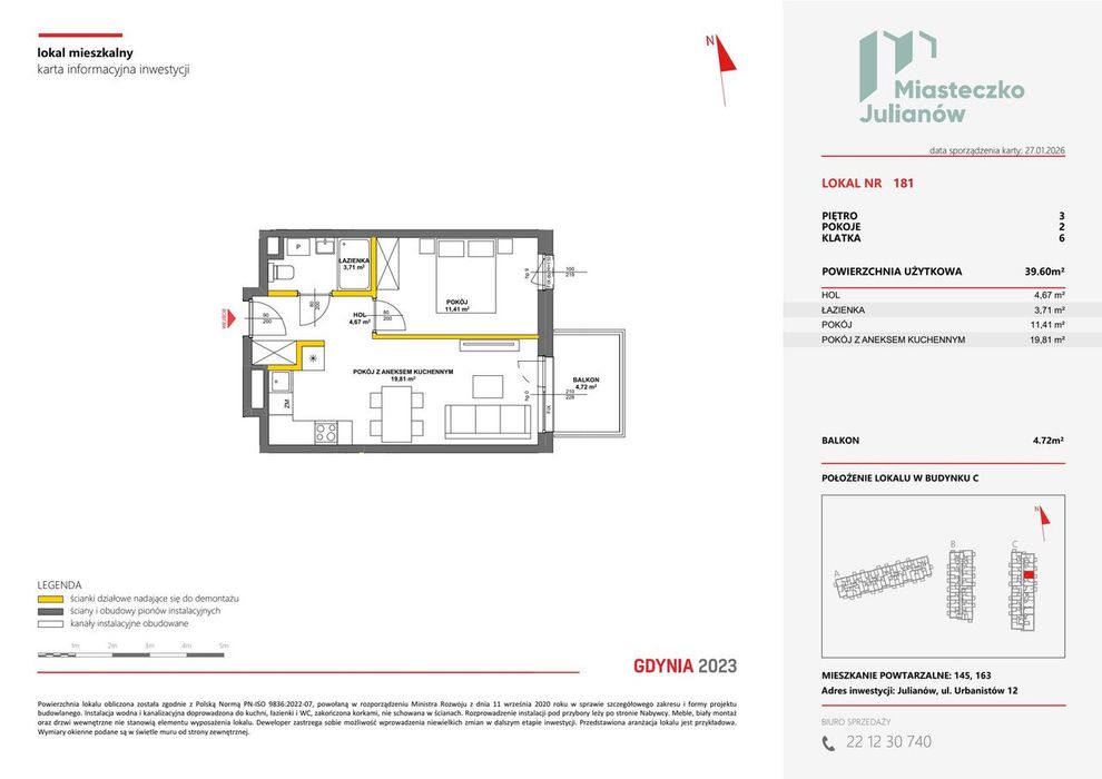 2-pokojowe mieszkanie 39 m² + balkon - Widok 2