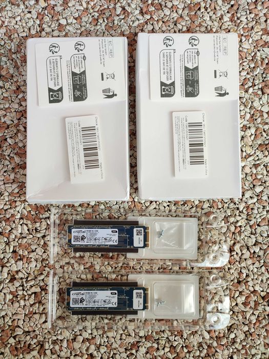 Dwa dyski SSD Crucial MX500 500GB m.2 SATA + dwie obudowy zewnętrzne.