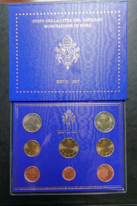 Set - 2007 completo de 8 Moedas euro do Vaticano na Carteira