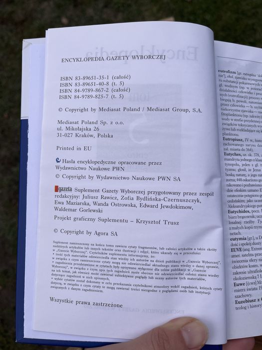 Encyklopedia Gazety Wyborczej 20 tomów