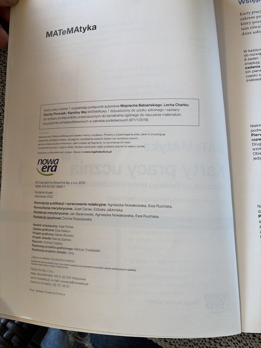 MateMAtyka karty ptacy ucznia 1 zakres podstawowy