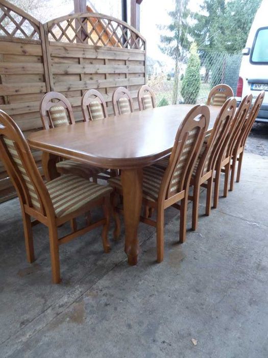 piękny masywny dębowy stół 10 krzeseł krzesła stan bdb dowóz