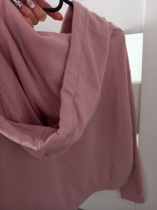 bluza z kapturem pudrowy róż xs