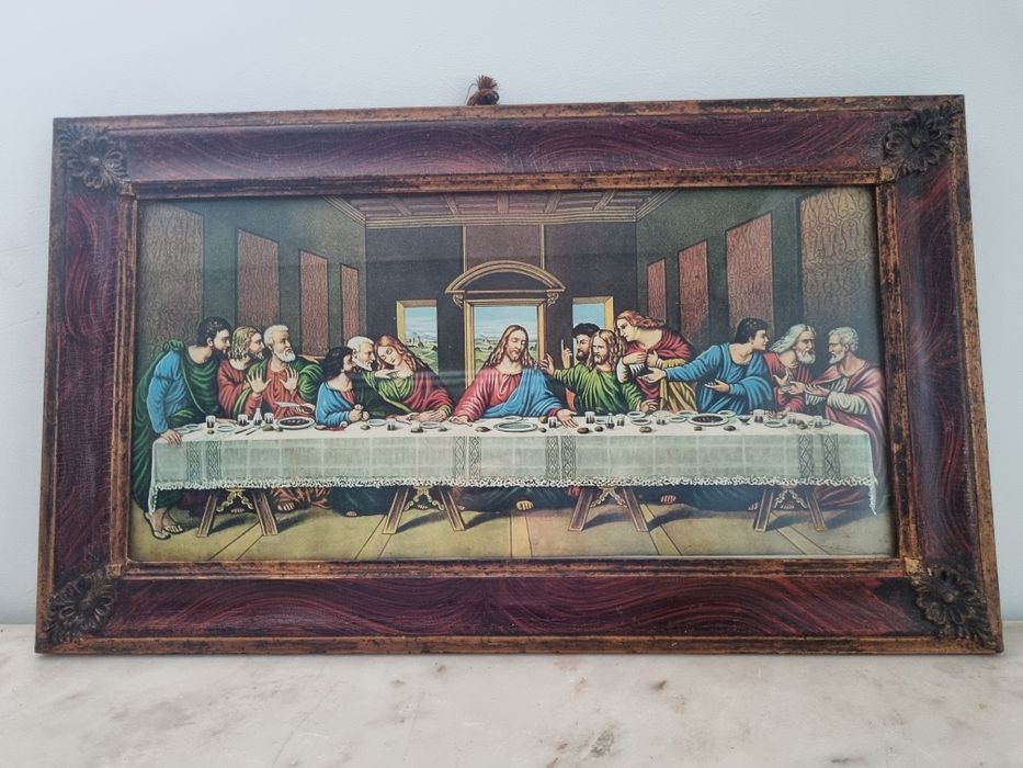 Quadros  muito antigos com a última  ceia de cristo e Santa Teresinha
