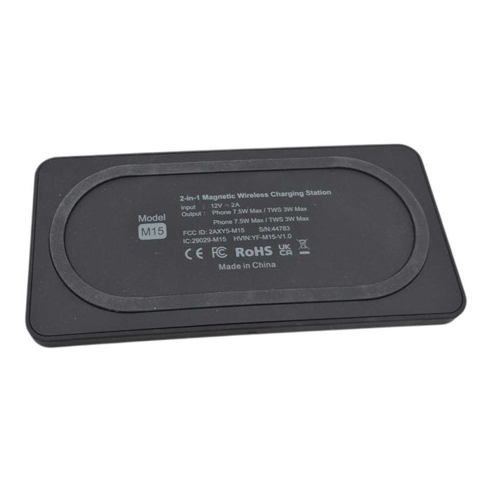 Ładowarka bezprzewodowa do iPhone / AirPods m15 2w1 15w – czarna