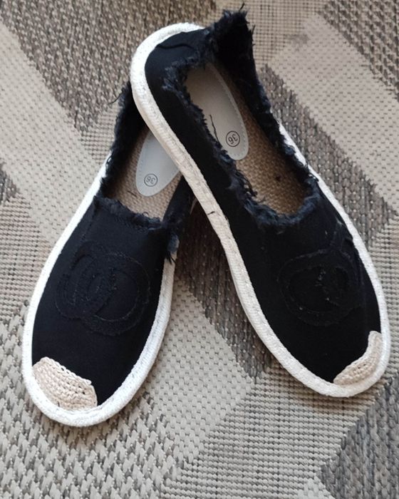Espadryle damskie czarne trampki płócienne