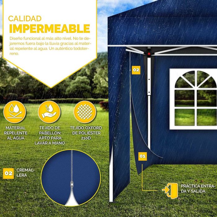TENDA Gazebo dobrável tillvex, 3 x 6 m, com saco ( 3 painéis laterais)