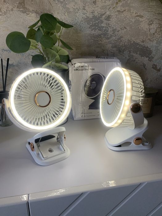 LED USB Вентилятор аккумуляторный настольный с лампой