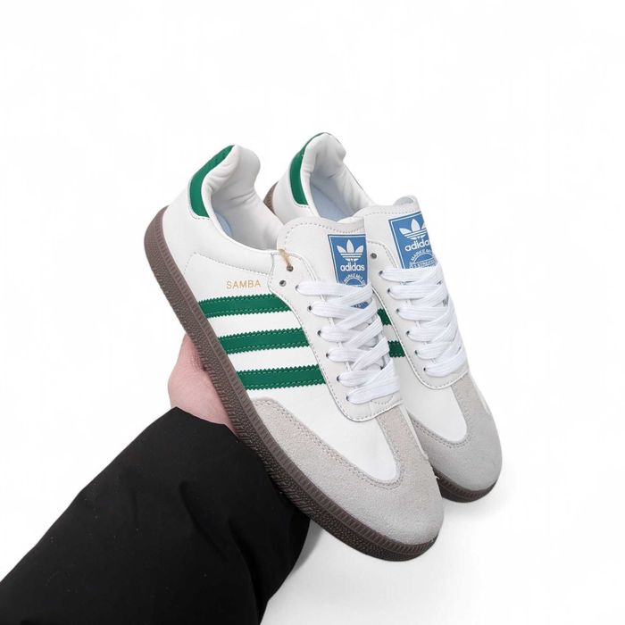 Чоловічі кросівки Adidas Samba білі з зеленим